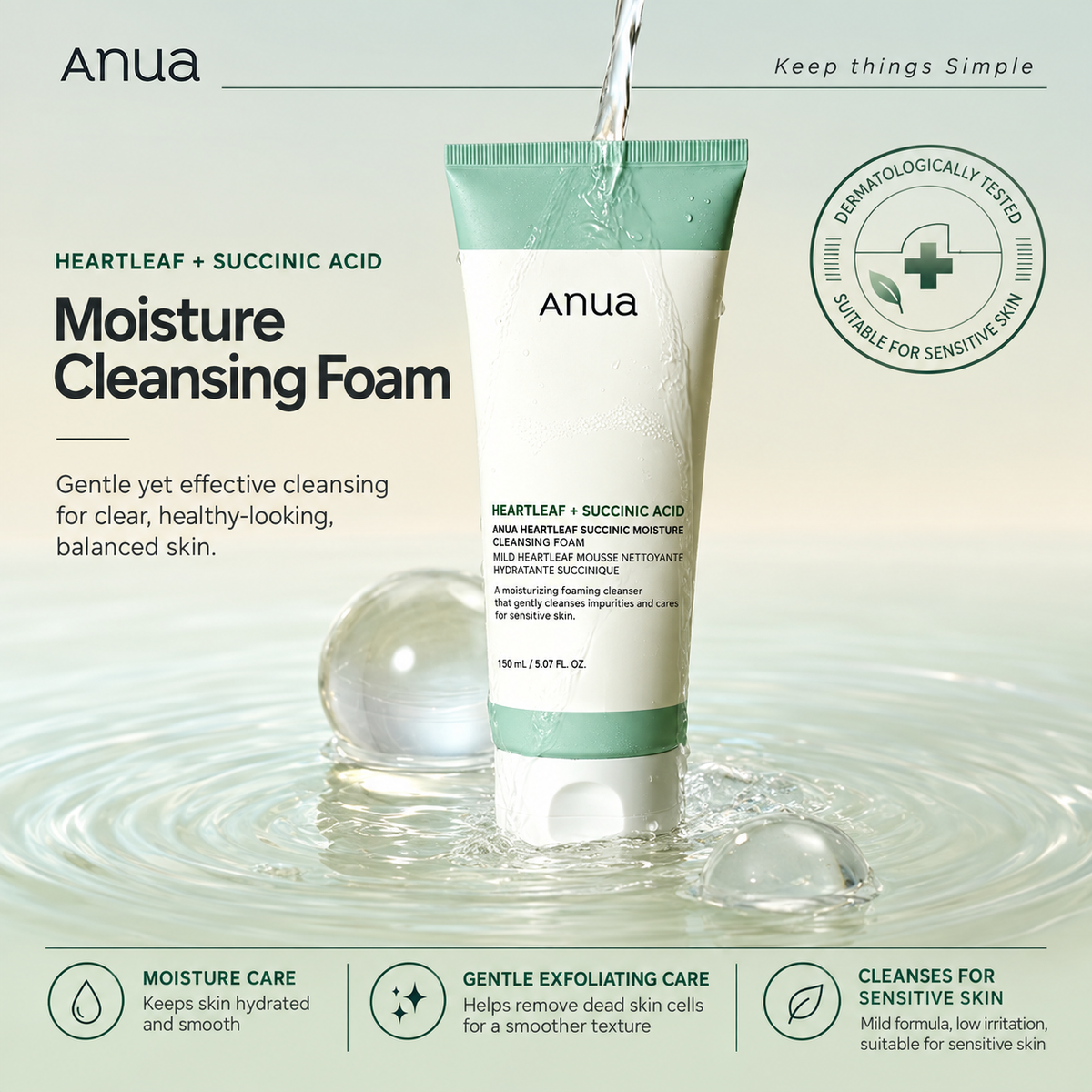 ANUA Heartleaf Succinic Moisture Cleansing Foam