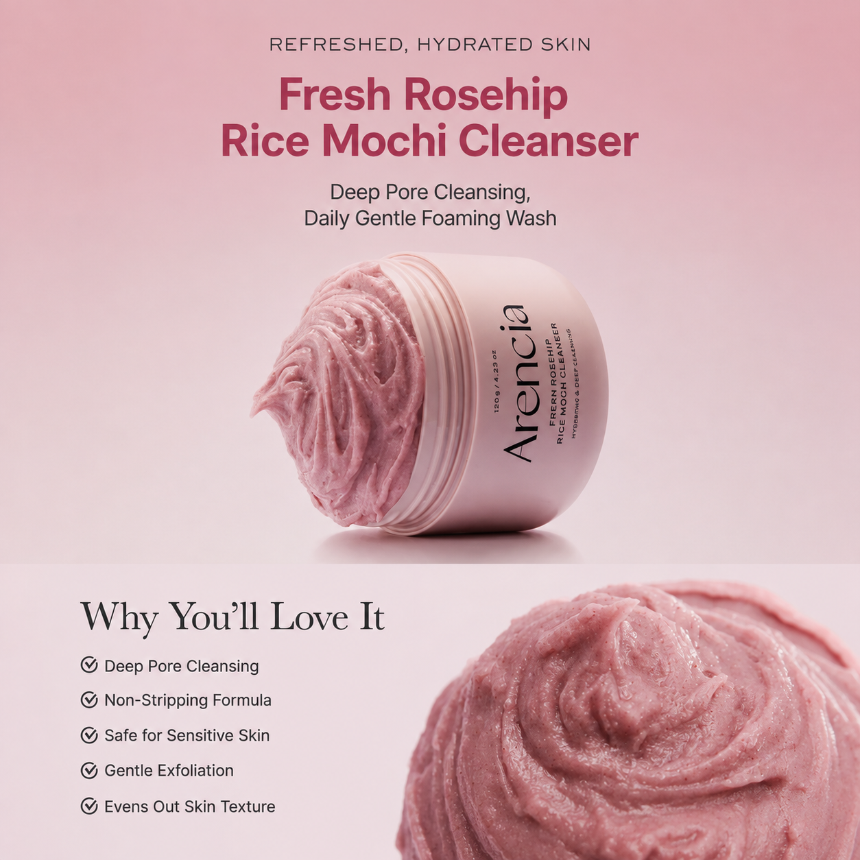 ARENCIA Fresh Rosehip Rice Mochi Cleanser