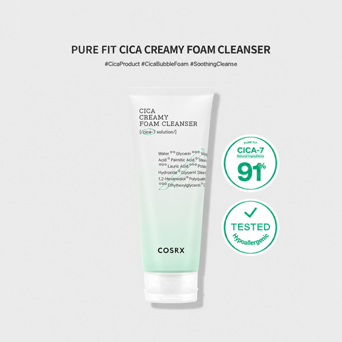 Load image 1 in gallery view. COSRX Pure Fit Cica Creamy Foam Cleanser 75ml / 150ml
