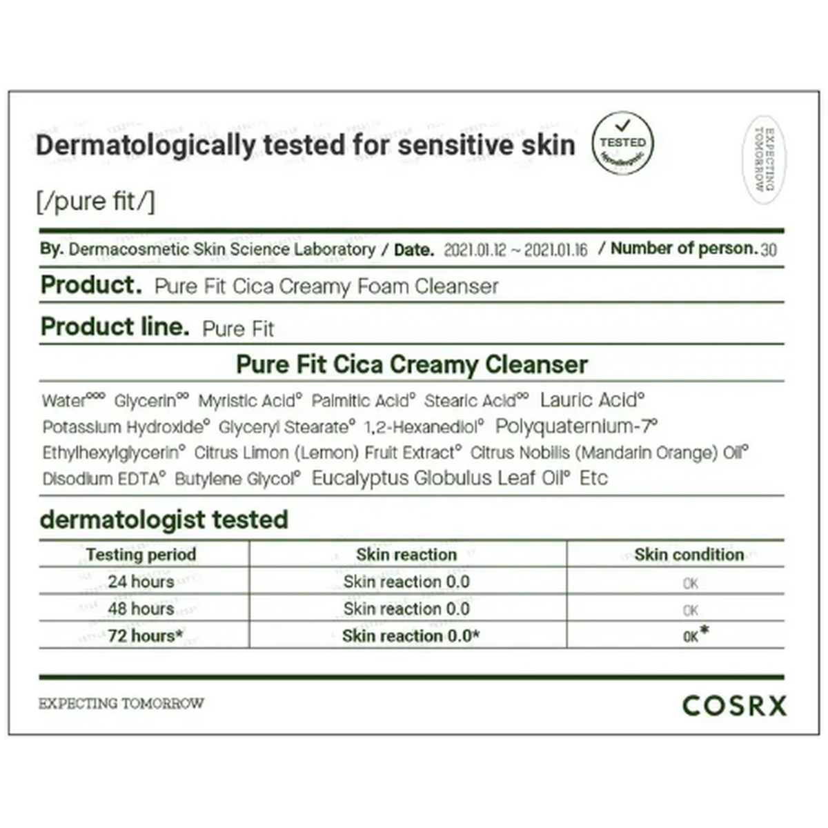 COSRX Pure Fit Cica Creamy Foam Cleanser 75ml / 150ml