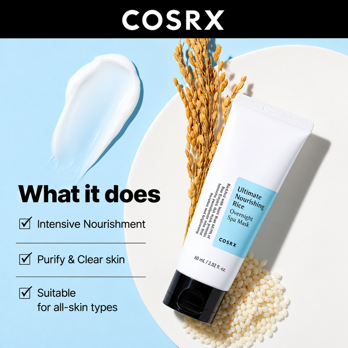 COSRX Ultimate Nourishing Rice Overnight Spa Mask 60ml
