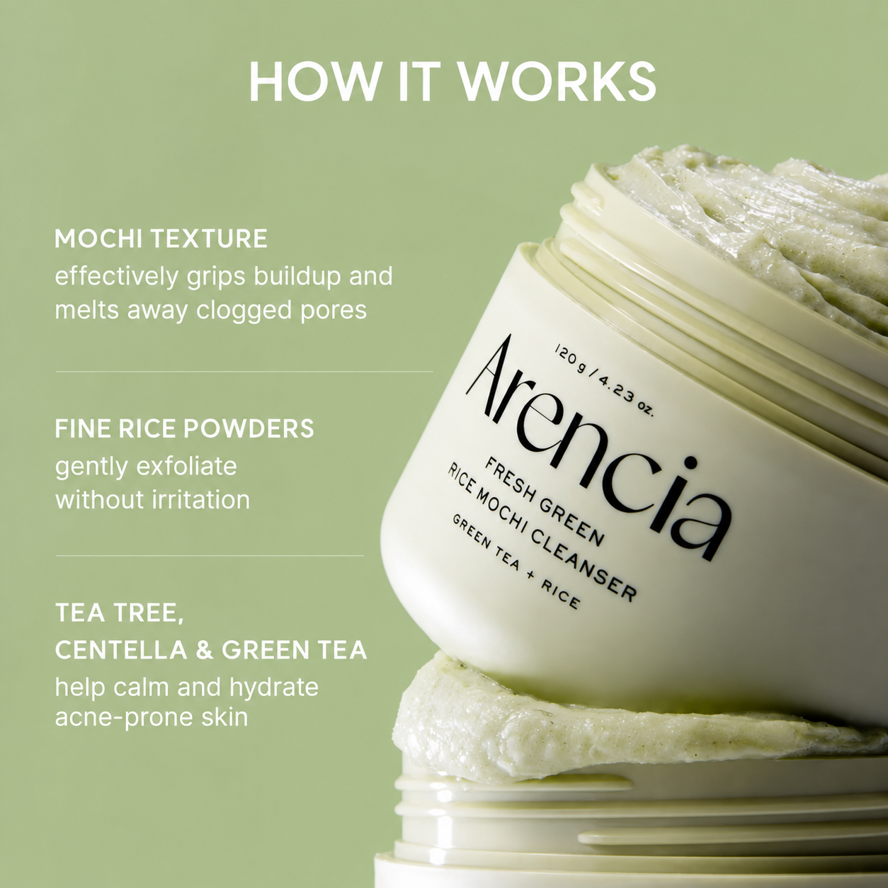ARENCIA Fresh Green Rice Mochi Cleanser